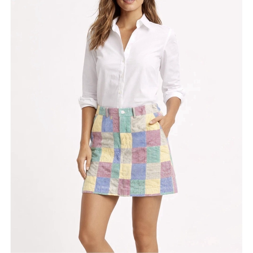 Ralph Lauren Sport Seersucker Patchwork‎ Miniskirt Sz 6 Cotton Preppy